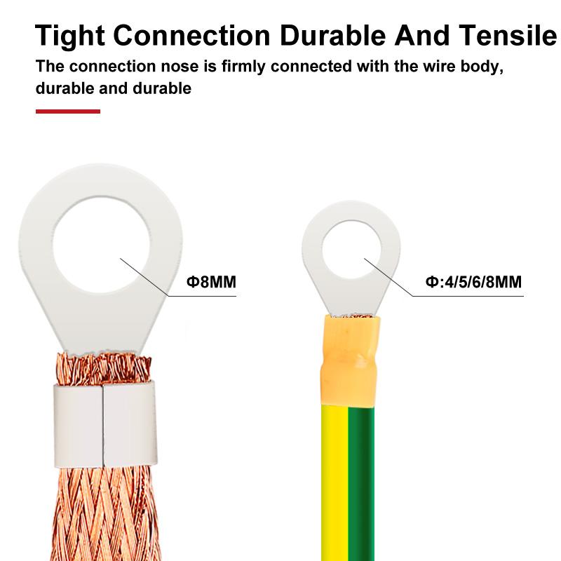 ZR Ground Wire Yellow And Green 2.5/4/6mm² Copper Tinned Bare High Flexibility Earth Electric Flat Lead Wires 10PCS 100-300mm