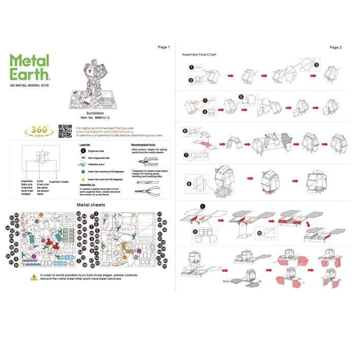 Metal Earth Fascinations TRANSFORMERS GOLD BUMBLEBEE Puzzle 3D en métal