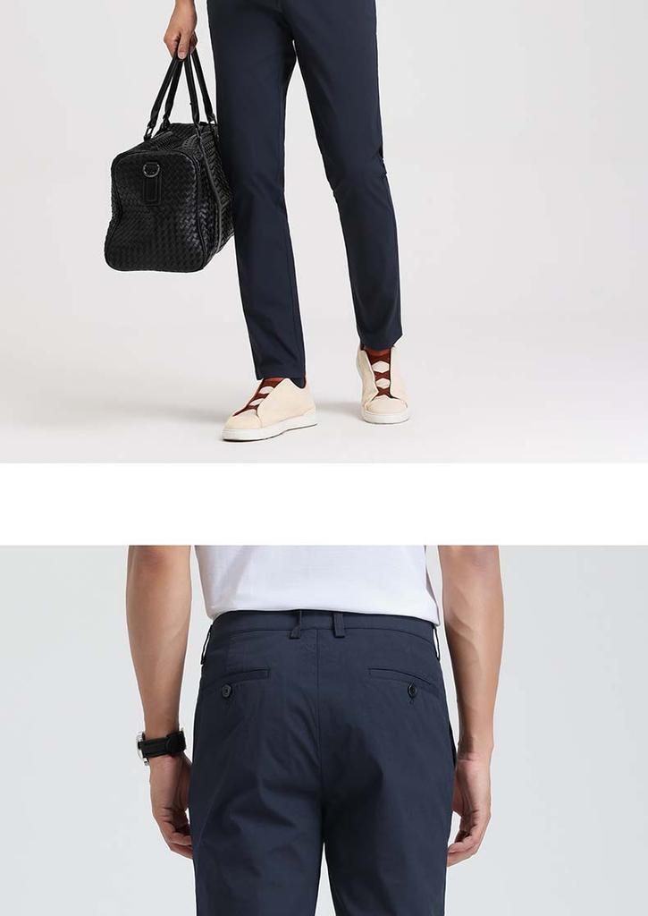 Langdeng Business Pants Men's Slim Straight Tube Micro Elastic Summer Work Pants