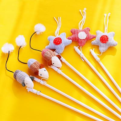 Cat Toy Feather Cats Teasing Stick Mouse Teaser Sticks Cat Toys Interactive Bite Resistant Sticks Toys for Cats Teeth Cleaning