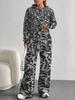 Flowers European, American Autumn and Winter Casual Long-sleeved Suit Women's Hooded Sweater Trousers Two-piece Set