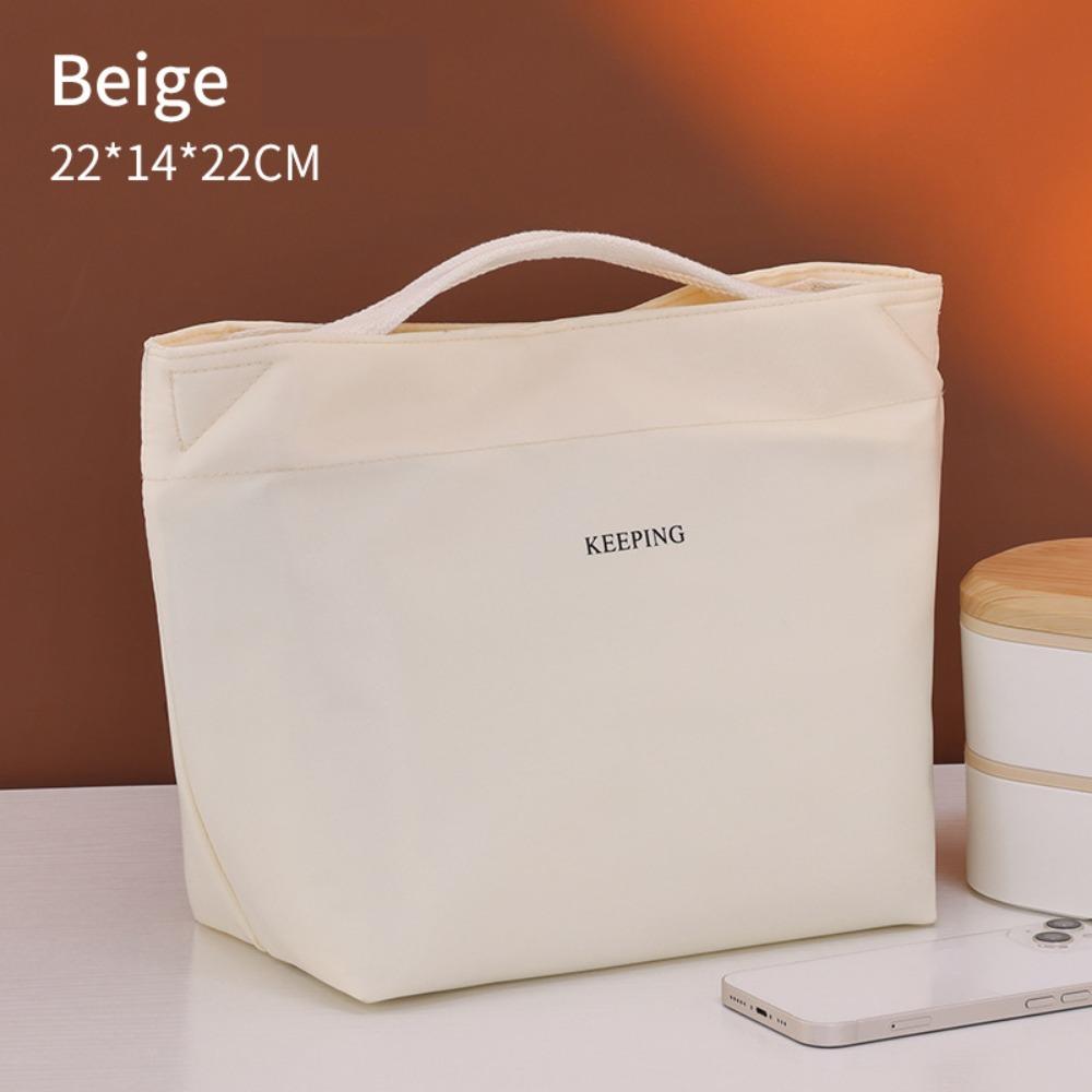 

Fashion Tote Minimalist Thermal Bag Partition High-capacity Insulated Lunch Pouch Waterproof Food Cooler Bag Picnic бежевый