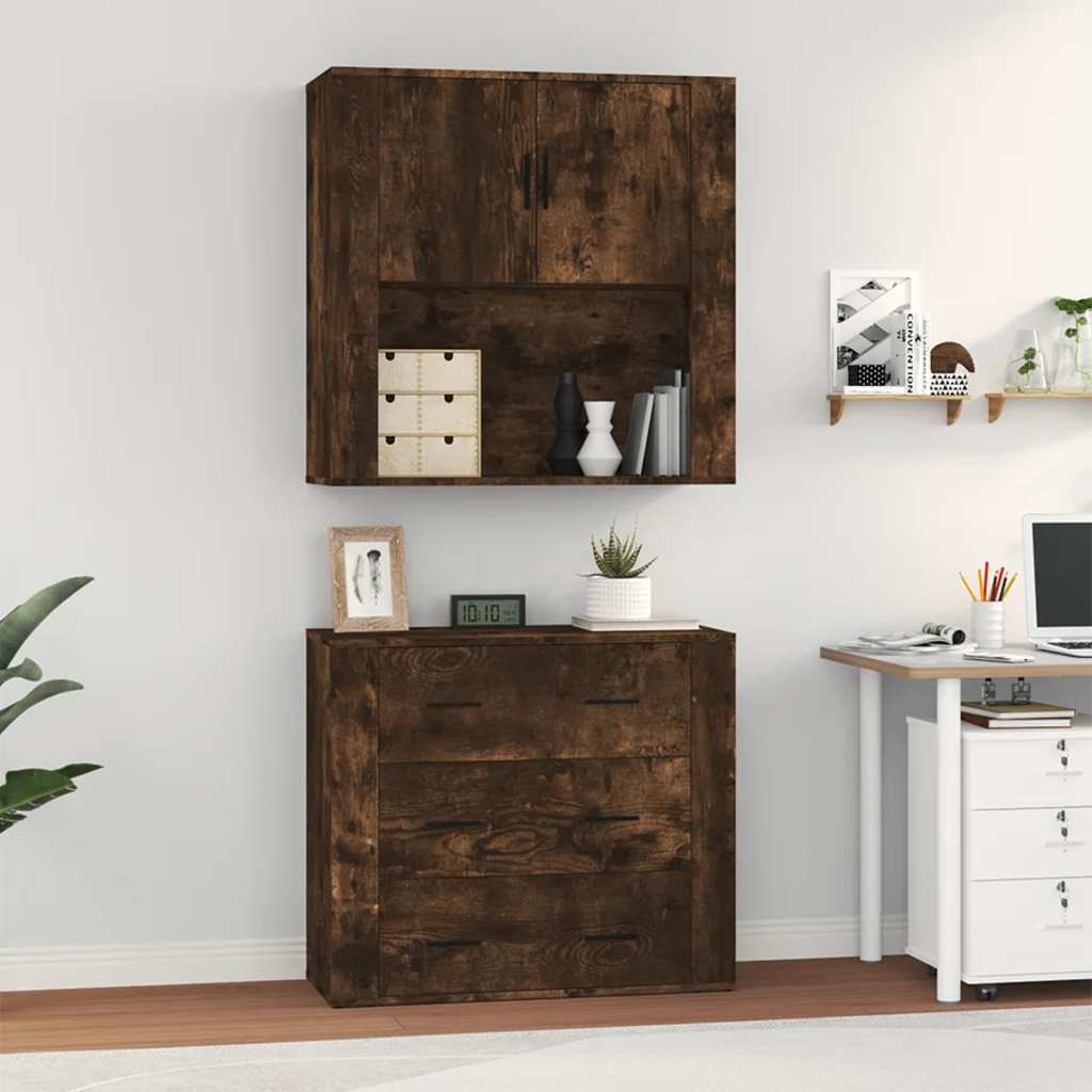 Highboard In Smoked Oak Finish Particleboard