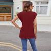 Women's Fashion Casual Summer Spring Solid Color Print Short Sleeve O-Neck Blouses & Shirts