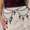 Salircon Gothic Metall Kreuz Anhänger Mehrschichtige Taillen Gürtel Ketten Damen Punk Sexy Kleid Rock Dekoration Schmuck Halloween Geschenke