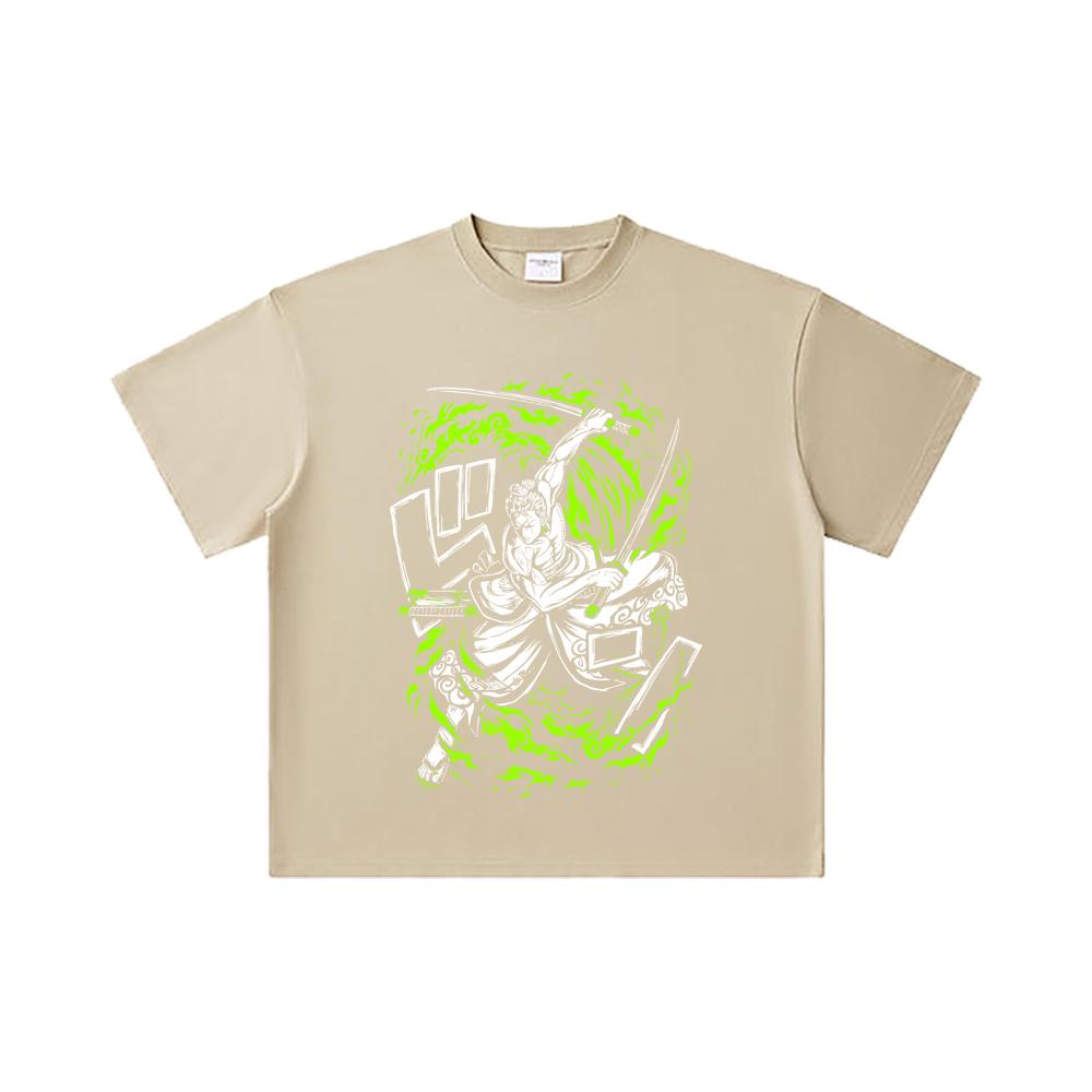 260 GSM Double Yarn 32 Count 100% Cotton One Piece V66 Zoro Print Unisex Heavy Cotton T Shirt