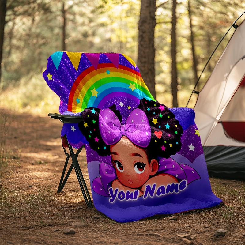 1PC Custom Name Rainbow Dreams Profile outdooor Flannel blankets Patterns Throw Blanket All-Season Soft Gift for Couch, Bed, Camping gifts