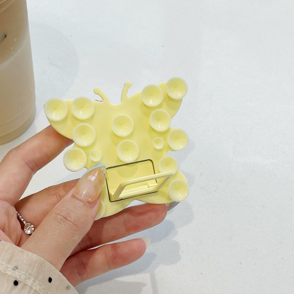 Butterfly Silicone Suction Cup Phone Stand Holder Portable Desktop Kickstand Square Ring Holder