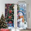 2pcs 2D Flat Printing Merry Christmas Party Curtains Cute Snowman Christmas Gift Polyester Without Electricity Party Decorations