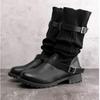 Damen Leder Stiefel Herbst/Winter 2021 Mittelhoch Rund Zehen