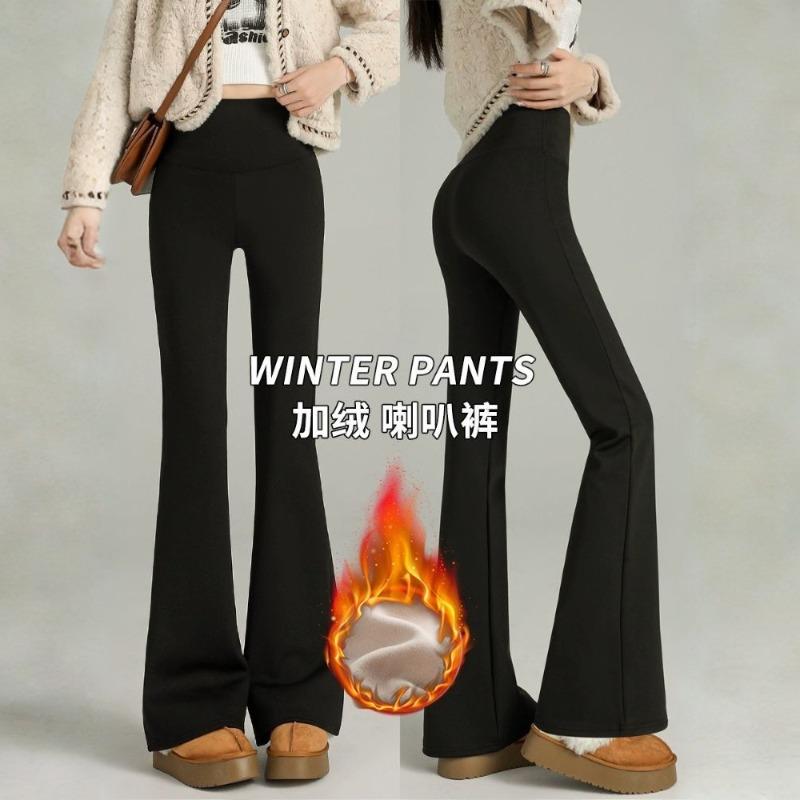 Black thin micro-flared shark pants women's outer wear spring and autumn thickened thermal cotton pants yoga lamb wool leggings