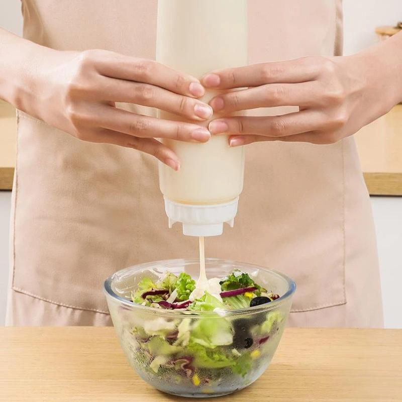 Squeeze Sauce Bottles BPA Free Double Nozzle Leak Proof Food Grade Plastic Reusable Dispenser for Picnic Camping