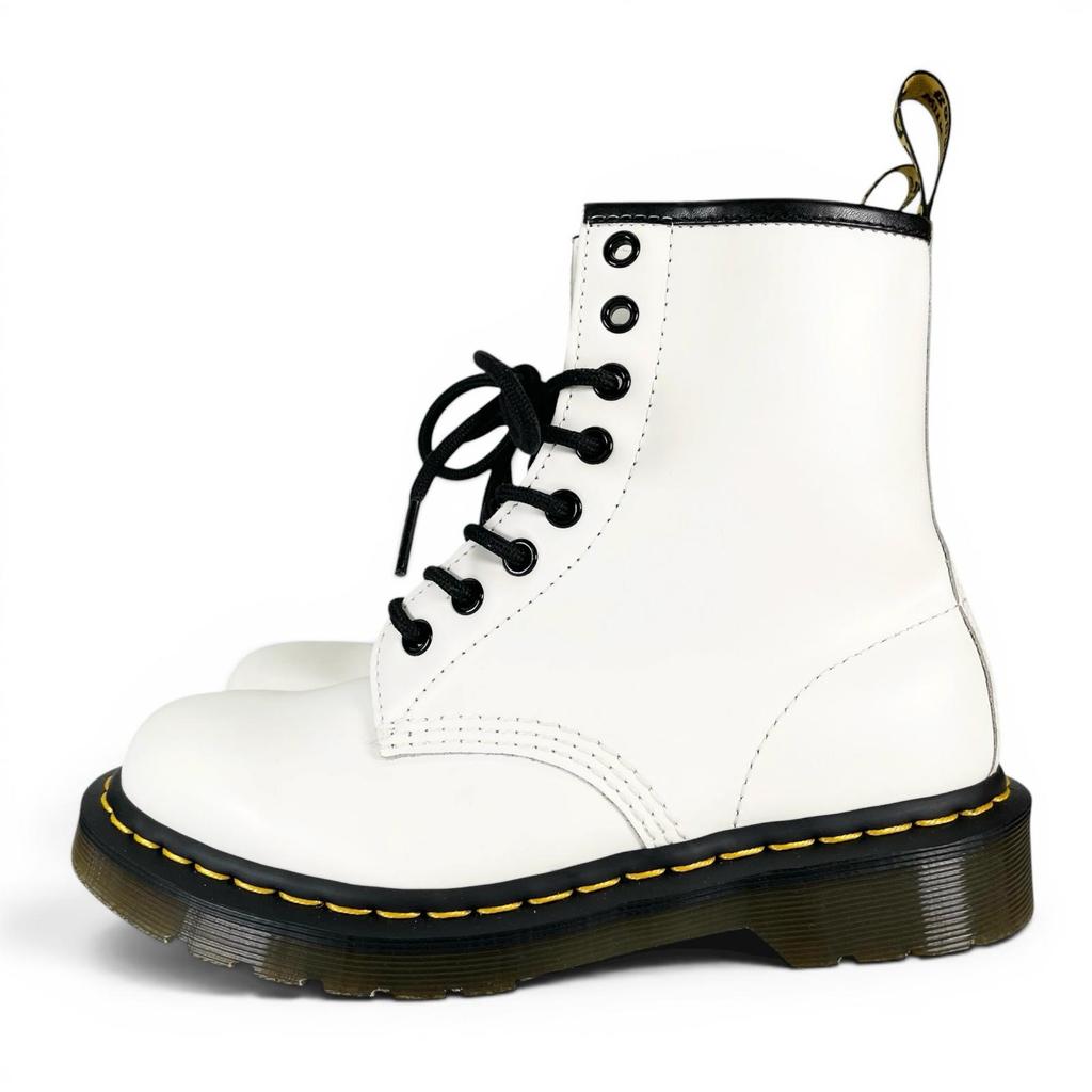 Pristine Dr.Martens Boots 1460 Yellow Stitch 8-hole White Women 11822100 Used