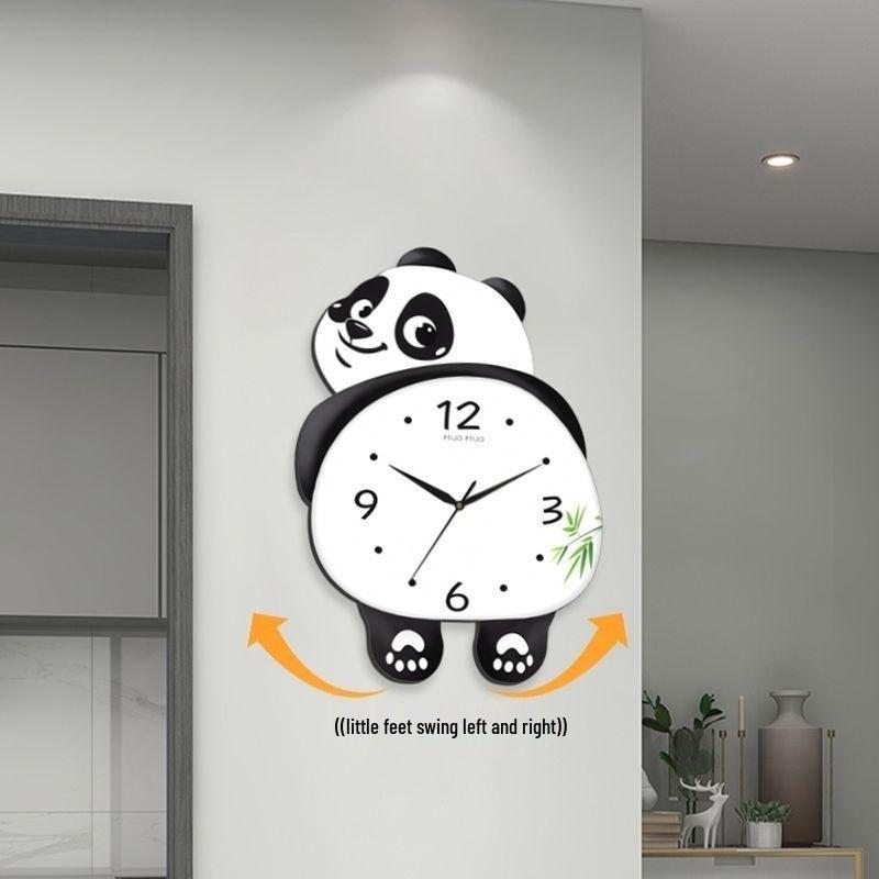 Modern Panda Pendulum Wall Clock: Silent, Creative Design for Living Room, Bedroom, or Restaurant