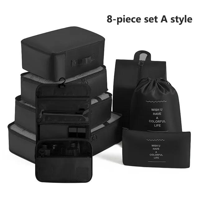 7-8-9-piece Set Travel Bag Organizer Clothes Luggage Travel Organizer Blanket Shoes Organizers Bag Suitcase Pouch Packing Cubes