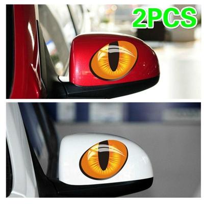 2 buc 12 * 10cm drăguț simulare ochi de pisică autocolante 3D vinil Decal pentru oglinda retrovizoare auto cap motor