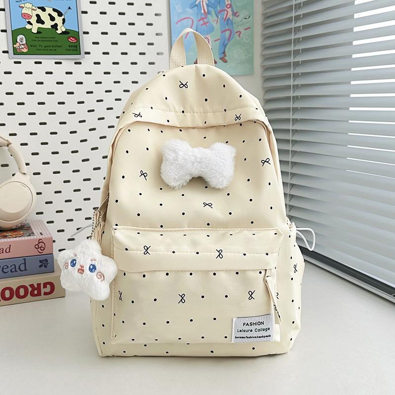 Schoolbag Schoolbag Female College Student Polka Dot Flash Backpack Large Capacity Girl Japanese Cute Polka Dot Large Capacity Backpack