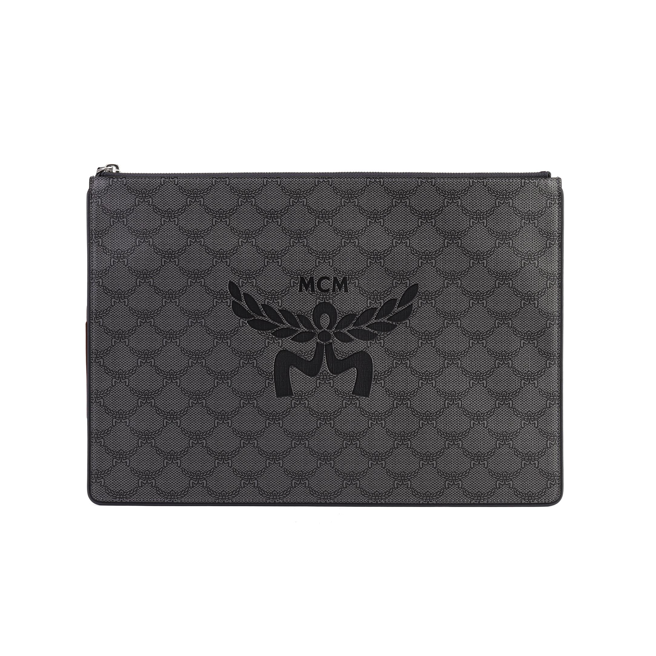

MCM Himmel Classic Logo Napa Leather Clutch Bag Extra Large Unisex Clutch Bag Dark-Gray MXZEAAC08ED001 Basic Set (Bag+Dust Bag)
