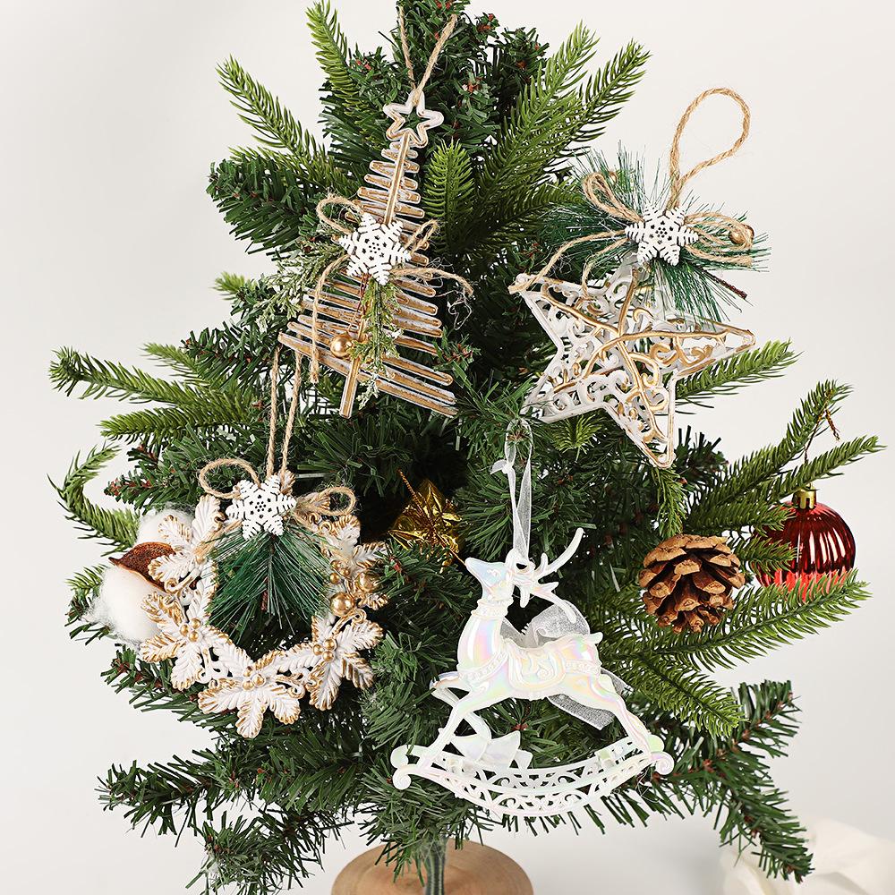 Christmas Pendant Easy To Hang Snowflake Home Decoration Christmas Tree Pendant Champagne Color Hanging Decor For Christmas Tree