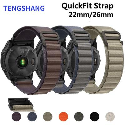 Nylon-Schnellmontagegurt für Garmin Fenix 7X 7 Pro Fenix 6X 6 5X 5Plus 22 mm 26 mm Tactix 7 Forerunner 965 955 Enduro 2 Schleifenband