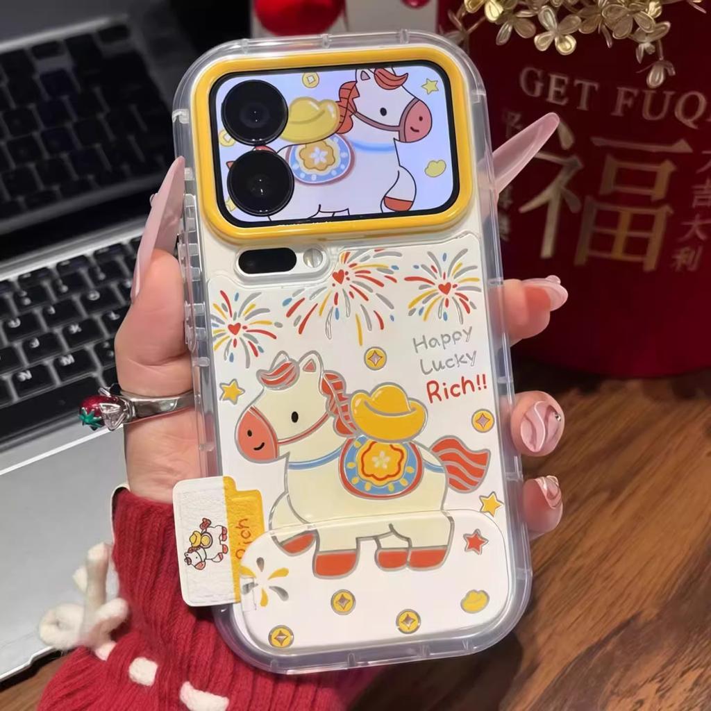 Pony Money for Apple 17 Mobile Phone Case iPhone16PROMAX Gold Ingot Pony New Year Protective Case 15