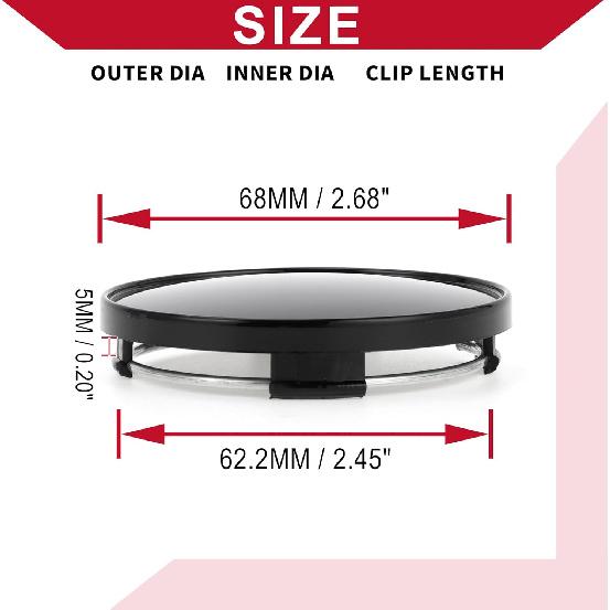 Universal Car Wheel Center Hub Cap/Inner Rim Cover Hub Caps for Most Cars/Snap-in Plastic 68mm 2.68" OD / 1 Pcs Gloss Black