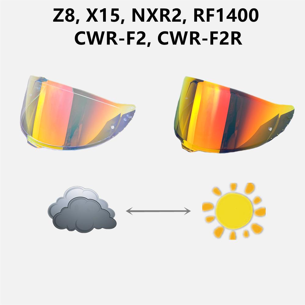 RF1400 Fotochromatyczny Wizjer do Kasku SHOEI Z8 X15 CWR-F2R NXR2 X-SPR PRO CWR-F2 Osłona Twarzy Motocyklowa Wymienna Soczewka z Filtrem UV