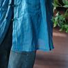 Johnature Women Vintage Long Shirts Stand Long Sleeve Button Patchwork Pockets Spring Chinese Style Blouses