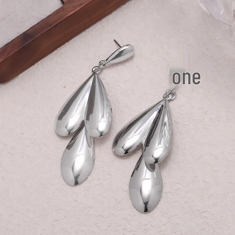 Exaggerated Geometric Metal Water Drop Earrings for Women - Trendy European & American Design