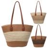 Large Capacity Straw Woven Tote Bag for Women Stylish Solid Color Shoulder Bag for Work Shopping Beach Use
