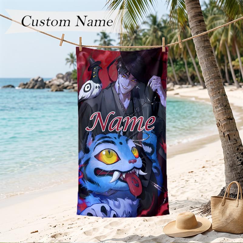jinu Custom Name Printed Beach Towel Personalized Soft Towel For Swimming Beach Travel