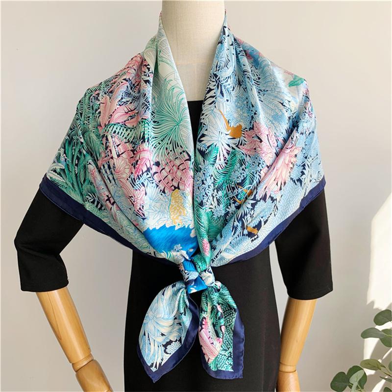 110*110 cm Quadratischer Seidenschal Damenmode Bedruckter kleiner Halsschal Büro Damen Haargürtel Folar Taschentuch Damen Taschentuch Schal Schal