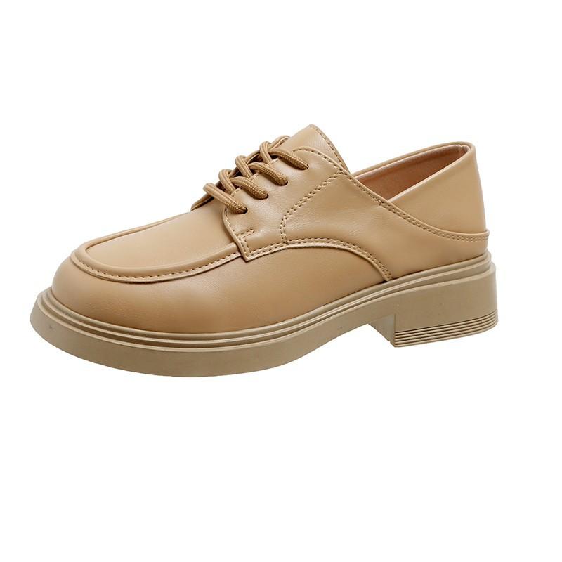 

Маленькие кожаные туфли женские новые с круглым носком модные женские на шнуровке спереди Брок женские туфли 40 абрикосовый