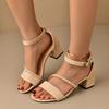 Fashion Women's High-heeled Sandals 2025 New Summer Fashion Elegant Low-cut One-word Buckle Design Open-toed High Heels Zapatos De Mujer