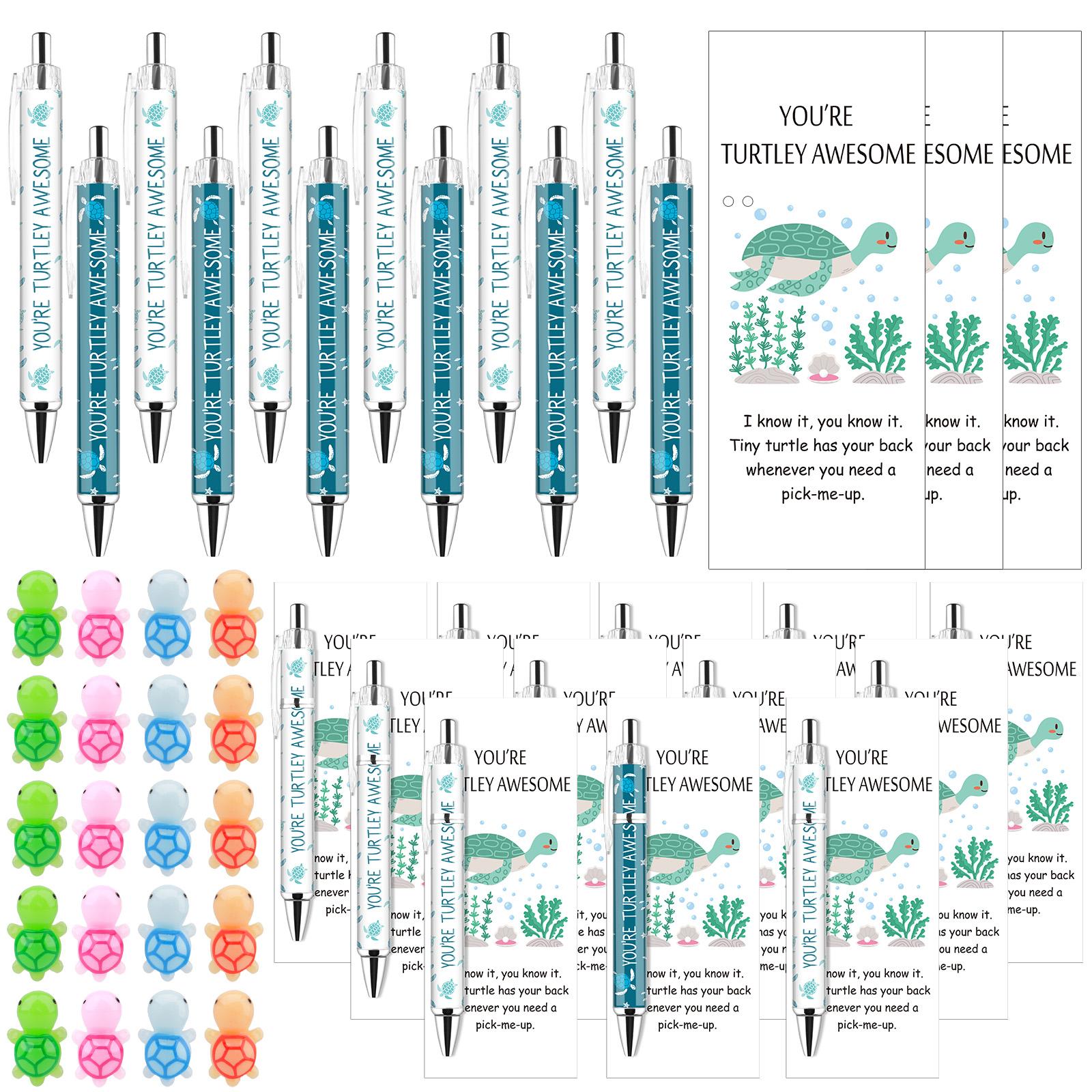 24Sets Employee Appreciation Gifts You re Turtley Awesome Ballpoint Pens Mini Resin Turtles Thank You Cards.