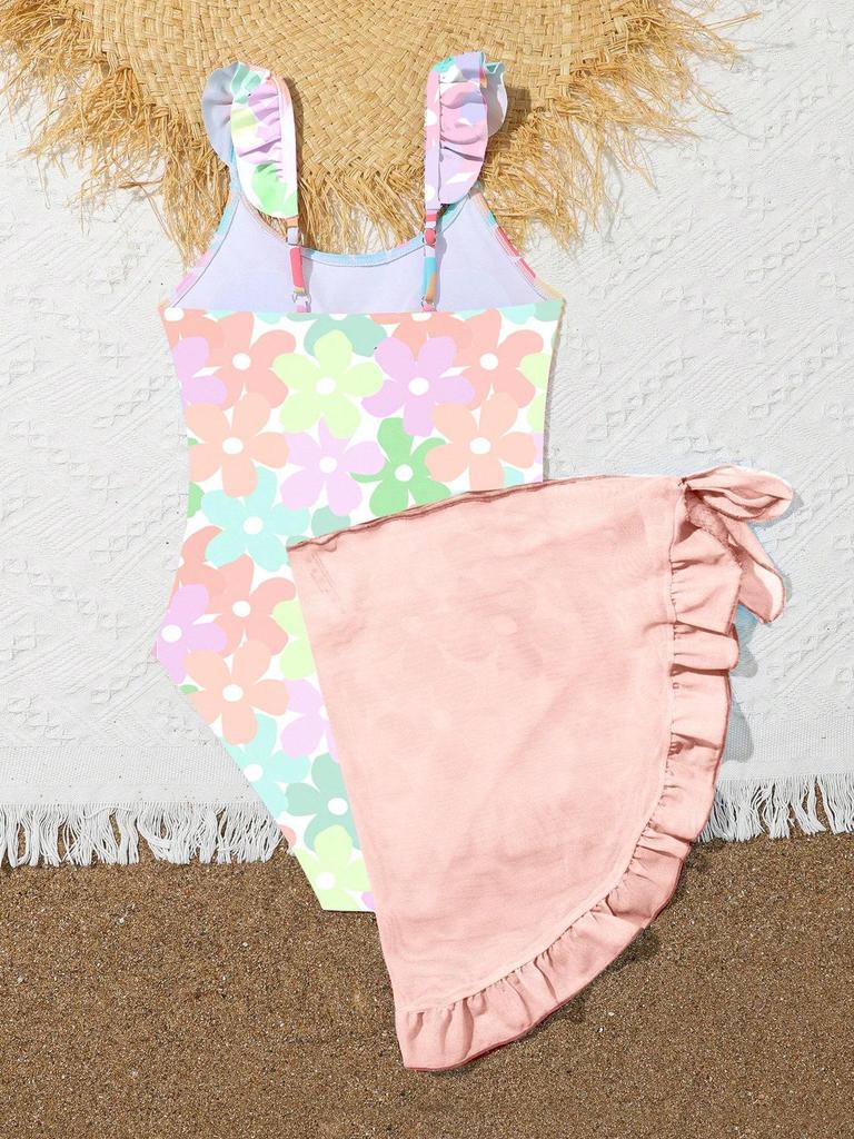 Trendy Korean-Style Spaghetti Strap One-Piece Swimsuit for Girls