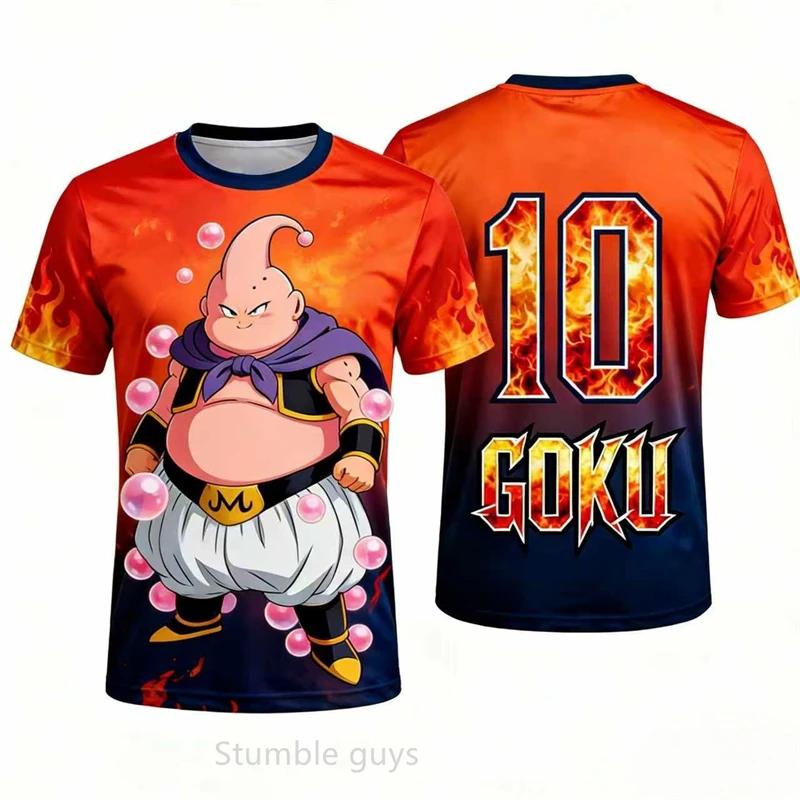 Men Dragon Ball T-Shirt Frieza Buu Graphic Print Summer Short Sleeve