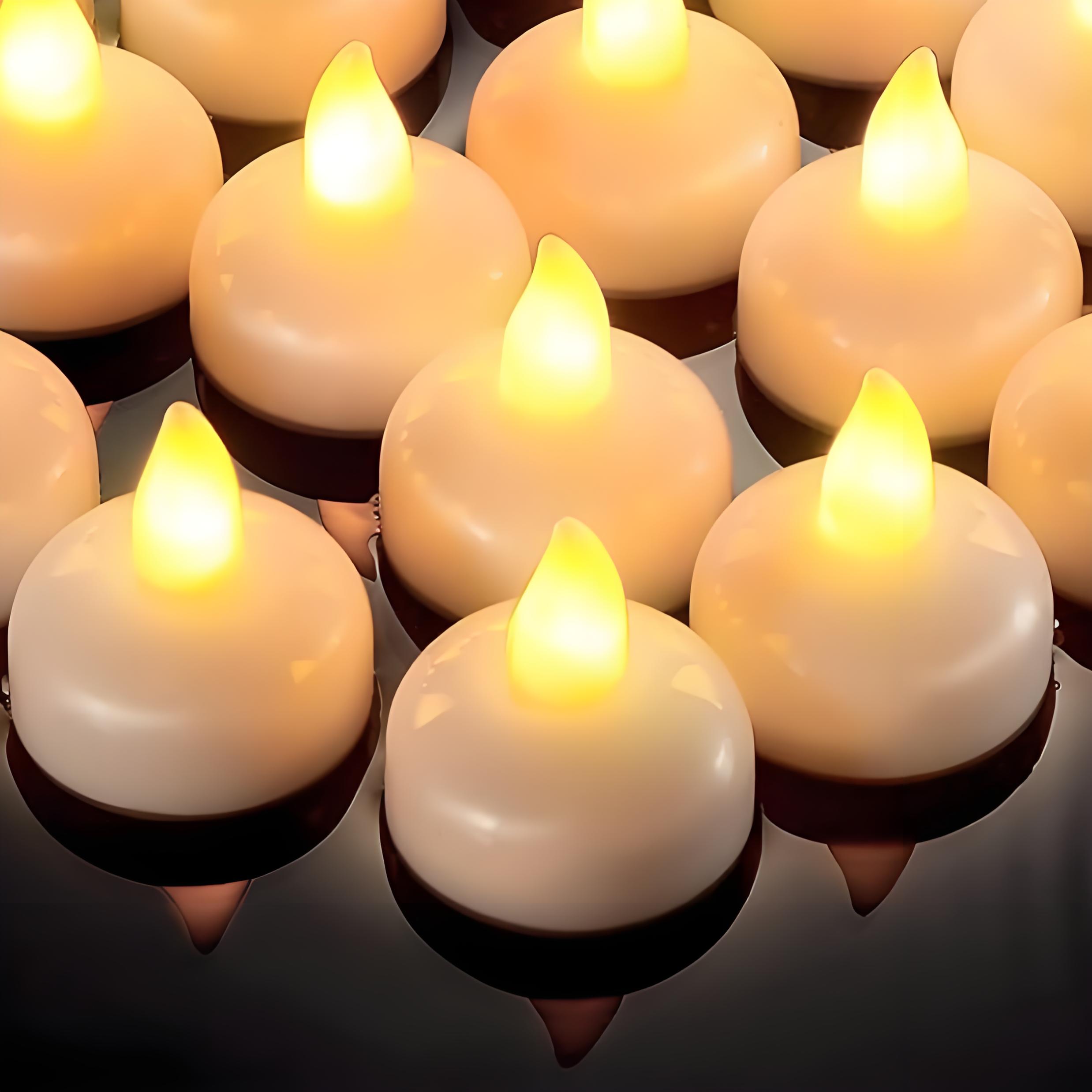 

LED Floating Candles Flameless Flickering Waterproof Tea Lights Candles for Bathtub Swimming Pool Vase Valentine Christmas Decor 12 PCS