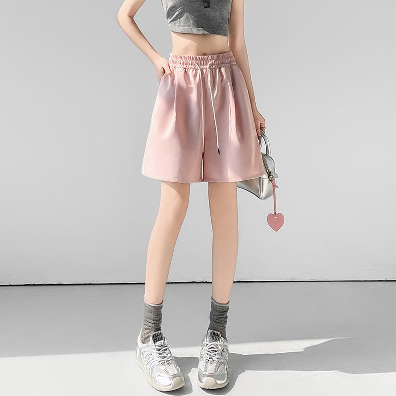 Ice silk quick-drying shorts women's summer new high-waisted loose-fitting outer wear casual wide-leg pants sports