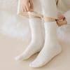 Thickened Fleece Lined Crew Socks Women Winter Socks, Solid Color Mid Calf Thermal Warm Casual for Home Use Cold Weather, Soft Hosiery Daily