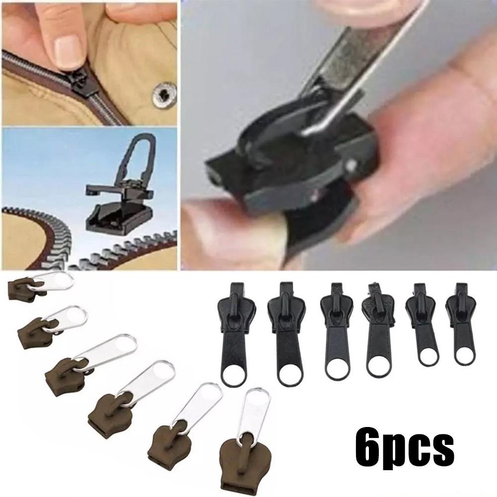 Clothing Craft Zipper Slider 6Pcs Set Fix Plastic Pull Lock Removable Repair Reusable Sewing Tools Accessories