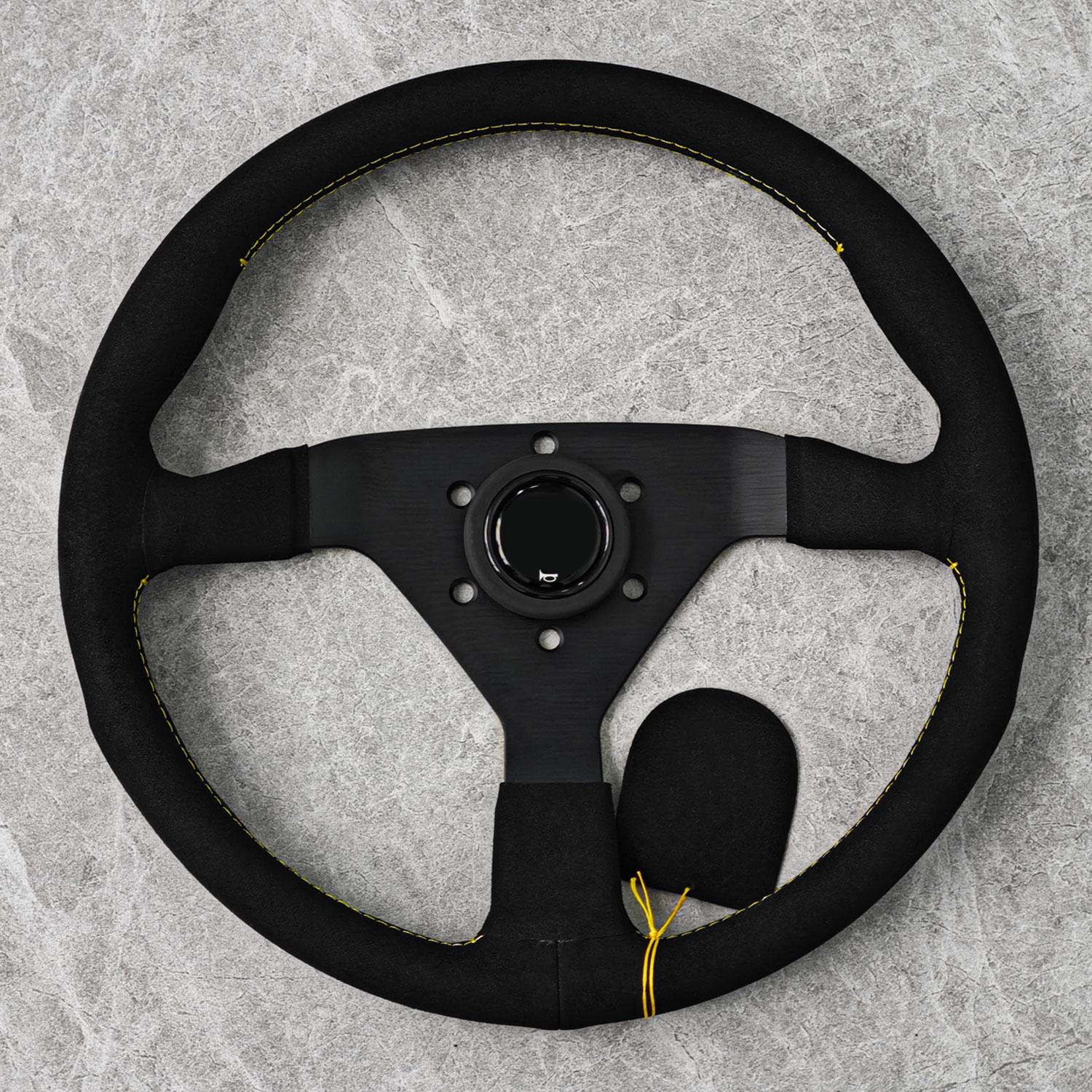 14Inch Montecarlo Suede Leather Steering Wheel Universal Racing Tuning Sports Steering Wheel A