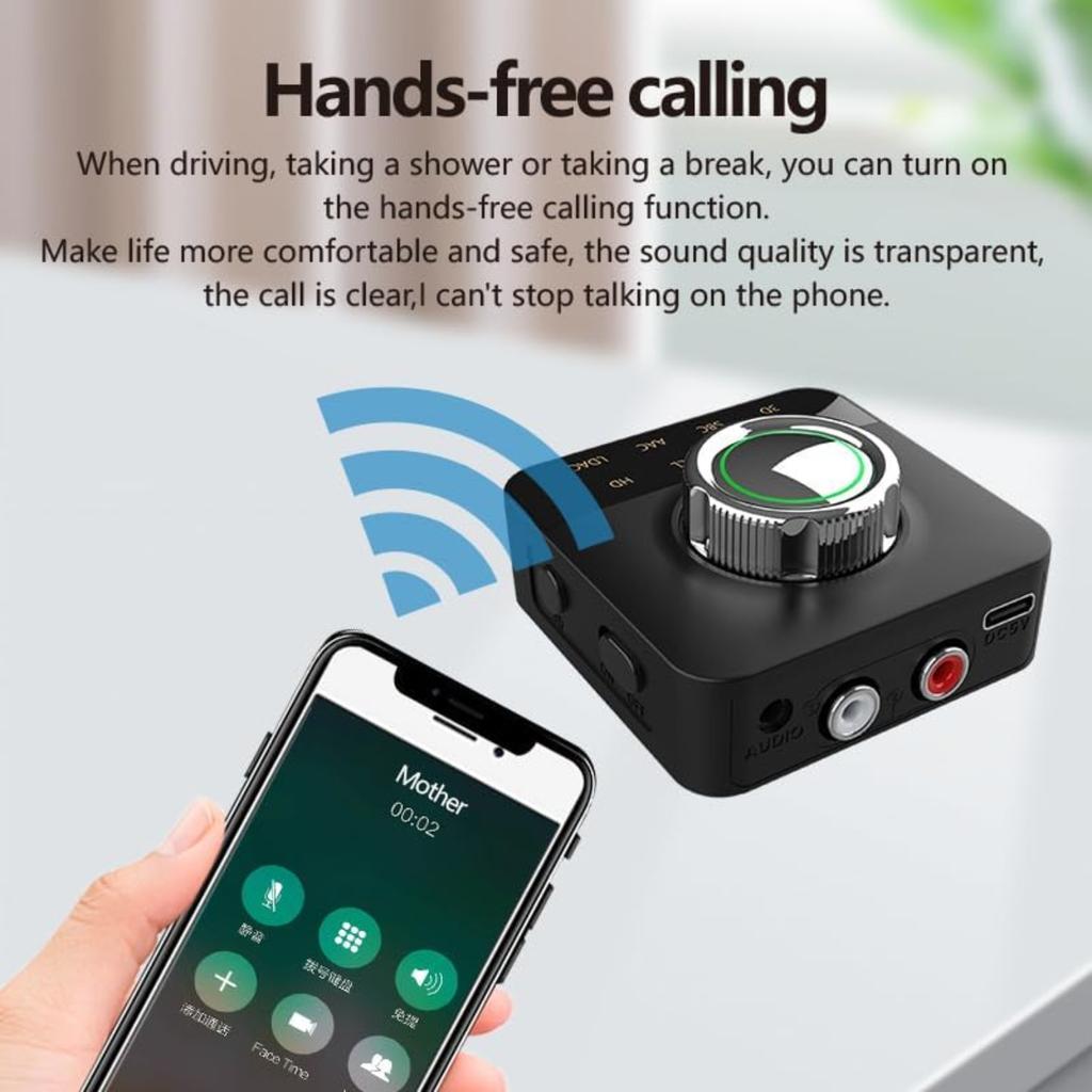 Bluetooth Audio Receiver, with LDAC/APTX Low Latency/APTX HD/AAC/SBC, Wireless RCA Audio Adapter with 3.5mm Jack/RCA Out for Hi Res Music Streaming