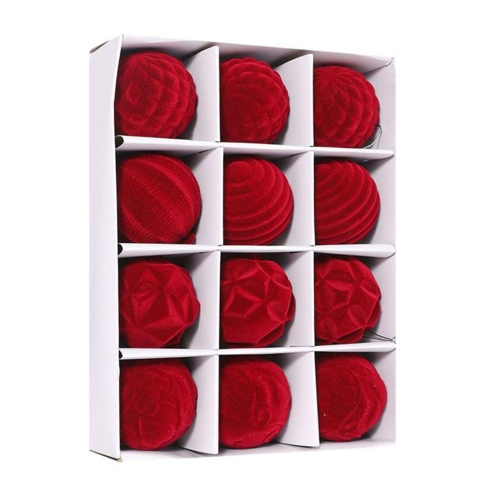 

12 шт. 6 см Флокированный елочный шар Разноцветная елочная подвеска для дома