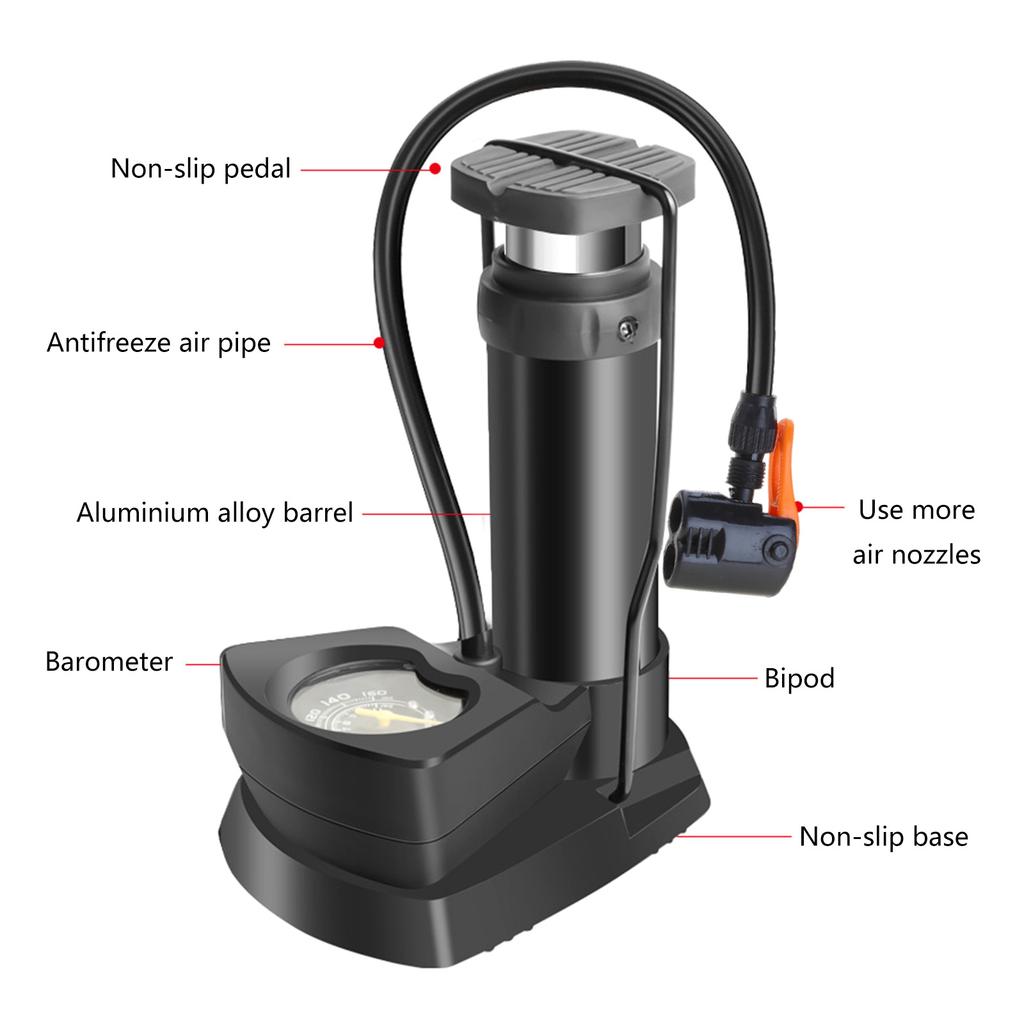 Air Compressor Tire Inflator for Motorcycle Foot Pump Tyre Pump with Pressure Gauge 160PSI