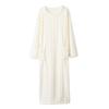Women's Flannel Nightgown Fuzzy Plush Warm Crewneck Sleepwear Loose Winter Pullover Nightdress with Pockets