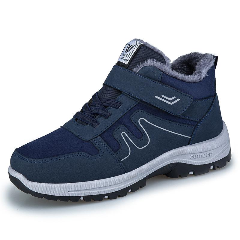 Bavlněné boty pánské podzimní a zimní nové pánské a dámské vysoké teplé sametové zesílené boty do sněhu na suchý zip