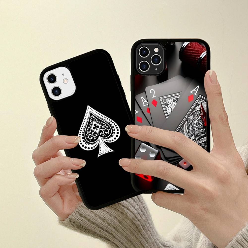 Poker Pattern Game Phone Case For IPhone 16 Pro Max 15 14 Plus 14 13 12 11 17 PC+TPU Cases Back Cover