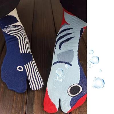 1pair Breathable Tabi Socks Casual Fish Pattern Socks Fashion Funny Socks  Unisex
