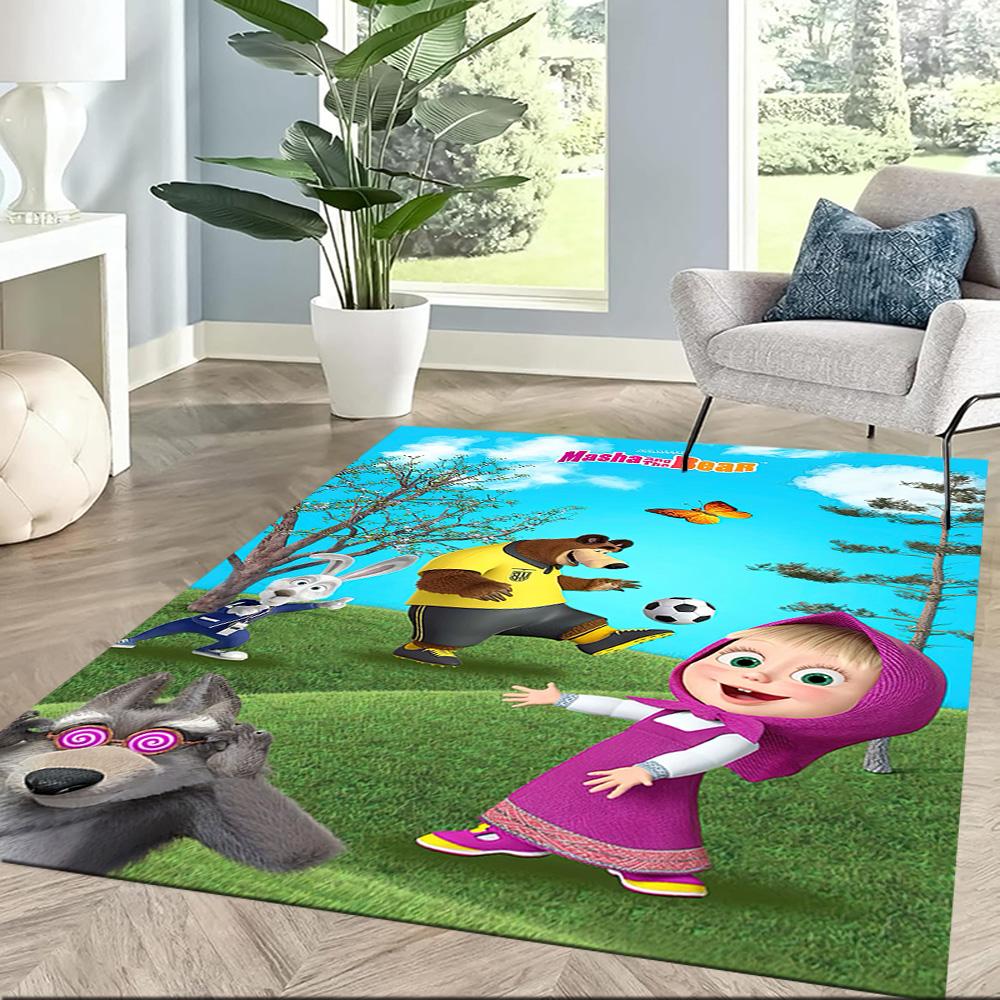Masha Bear Carpet Suitable for Study Room Entryway Balcony Playrooms Anti-slip Rug Decorate Offices Best for Christmas